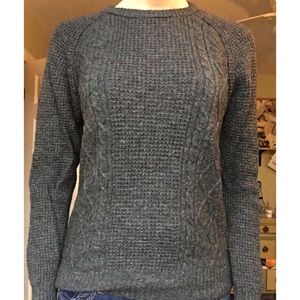 Dark grey cable and waffle knit sweater